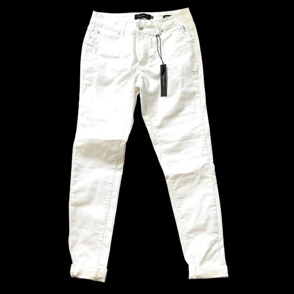 Tahari Jamie Mr Roll Cuff Skinny White Pants Sz 6/28 - Picture 1 of 16
